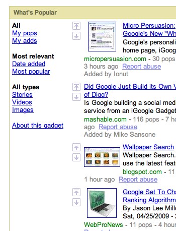 igoogle e o what's popular