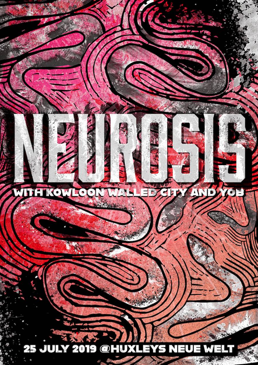 Neurosis é uma das minhas bandas favoritas de todos os tempos e esse é o poster que eu fiz para o último show deles que vi, em julho de 2019 aqui em Berlim.